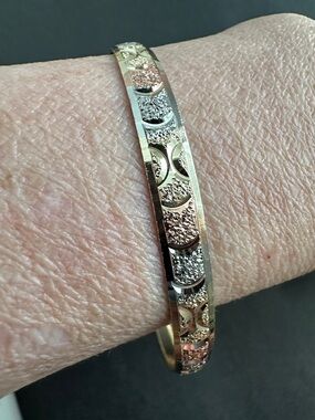 14k Gold plated 3-tone Bangle Bracelet